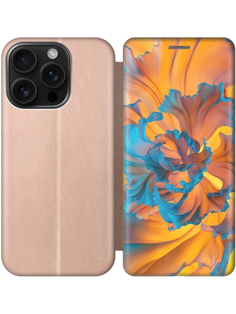 

Чехол-книжка на Apple iPhone 16 Pro с принтом "Желто-голубой цветок" золотой, Золотистый;голубой;желтый, 785197722