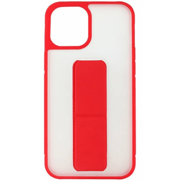 фото Чехол для iphone 12 mini с держателем 3 в 1 прозрачный, красный nobrand