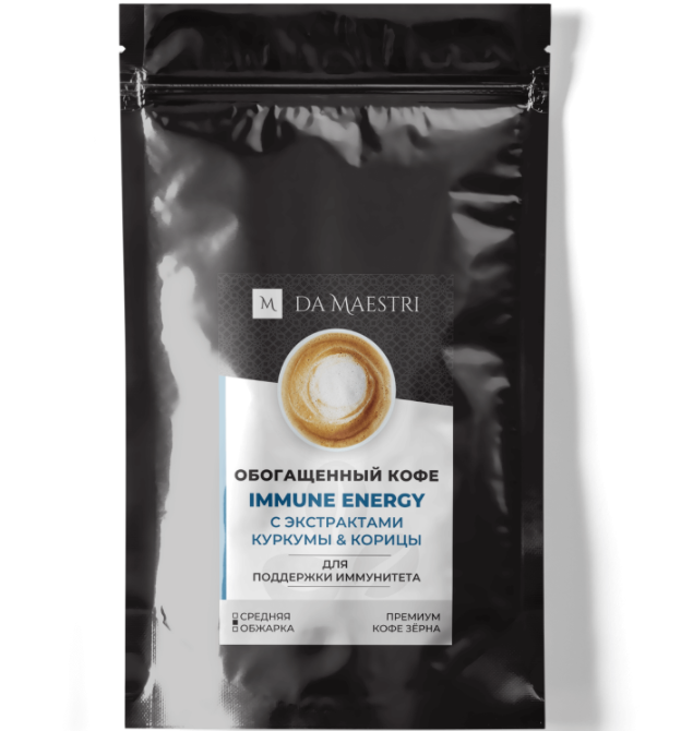

Кофе Dа Maestri Immune Energy в зернах с экстрактами куркумы и корицы 250 г