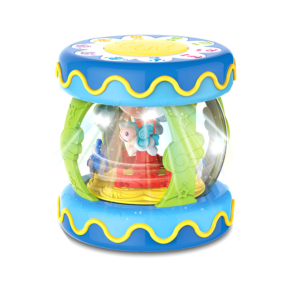 фото Haunger игрушка развивающая барабан-карусель большой голубой 21*21*23 см свет,звукв he0703 huanger