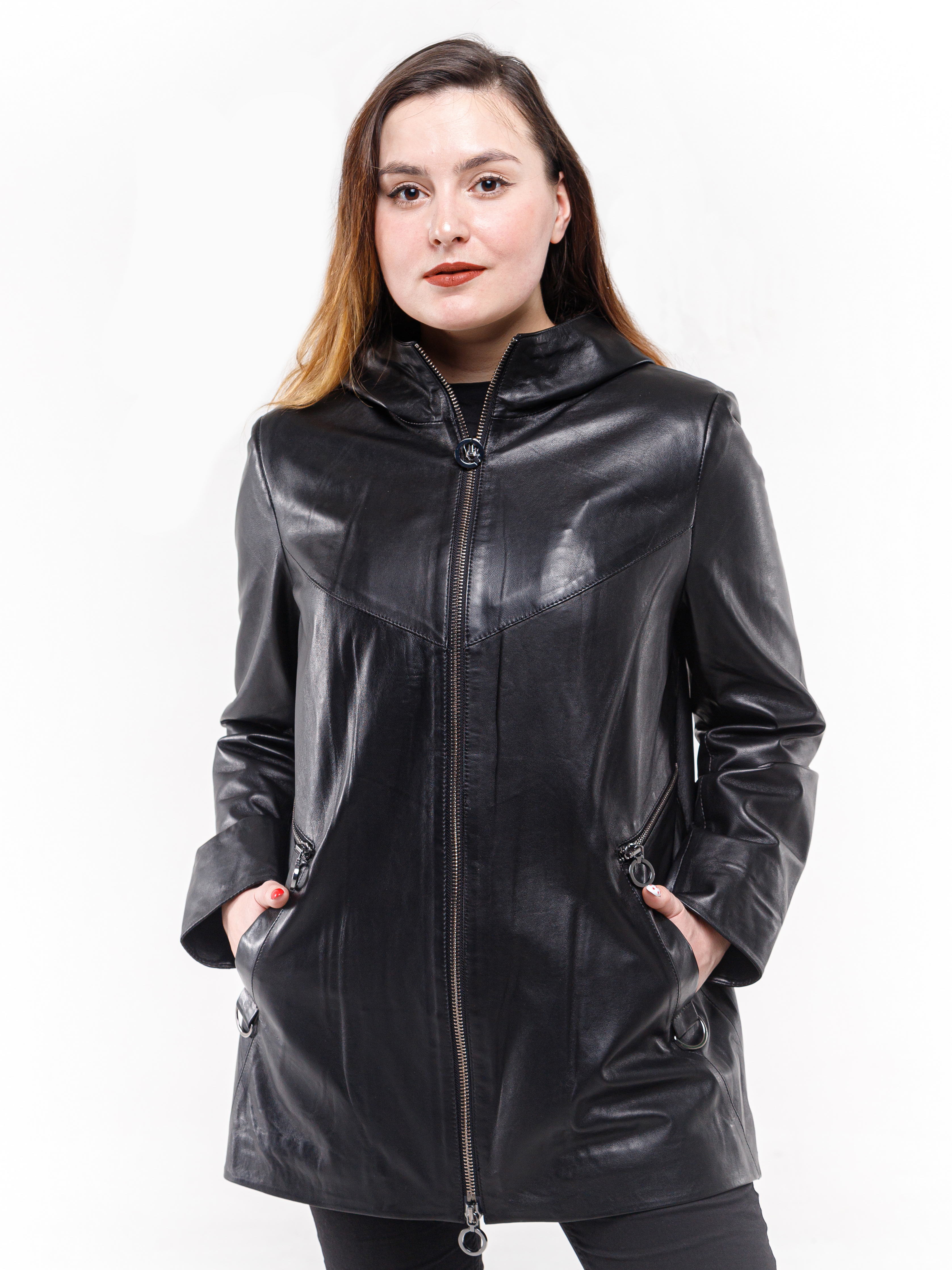 Кожаная куртка женская BOELLI F250 черная ONE SIZE