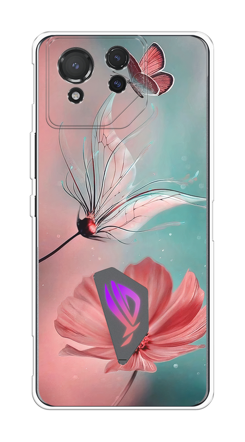 

Чехол на Asus ROG Phone 8 "Бабочка и цветок", Голубой;розовый, 45150-1