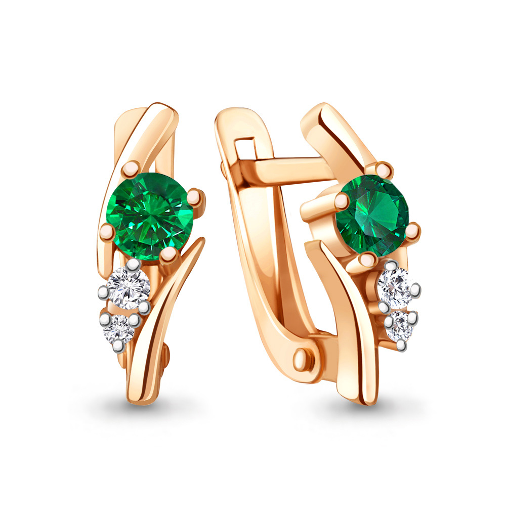 

Серьги из серебра с фианитом/изумрудом искусственным Aquamarine 49415АГ_925_з, 49415АГ_925_з