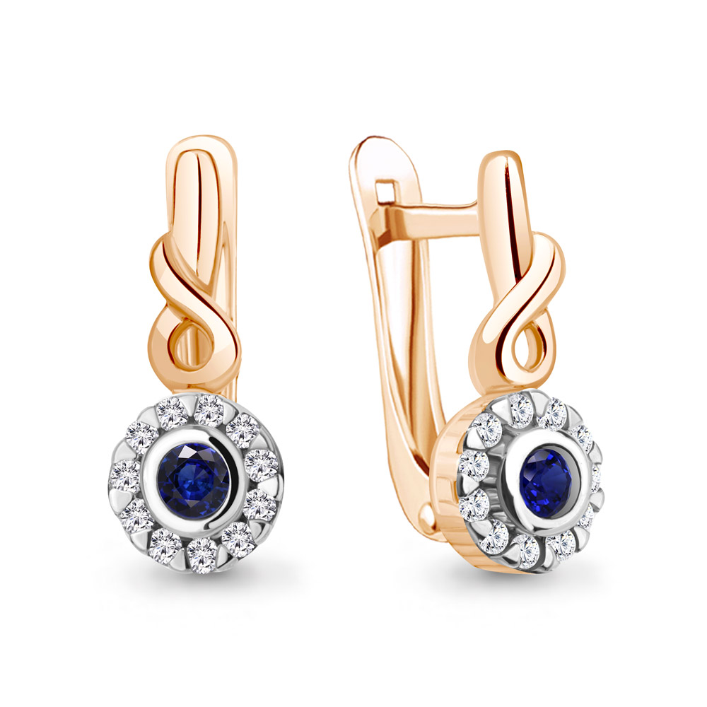 

Серьги из серебра с фианитом/сапфиром искусственным Aquamarine 49457АБ_925_з, 49457АБ_925_з