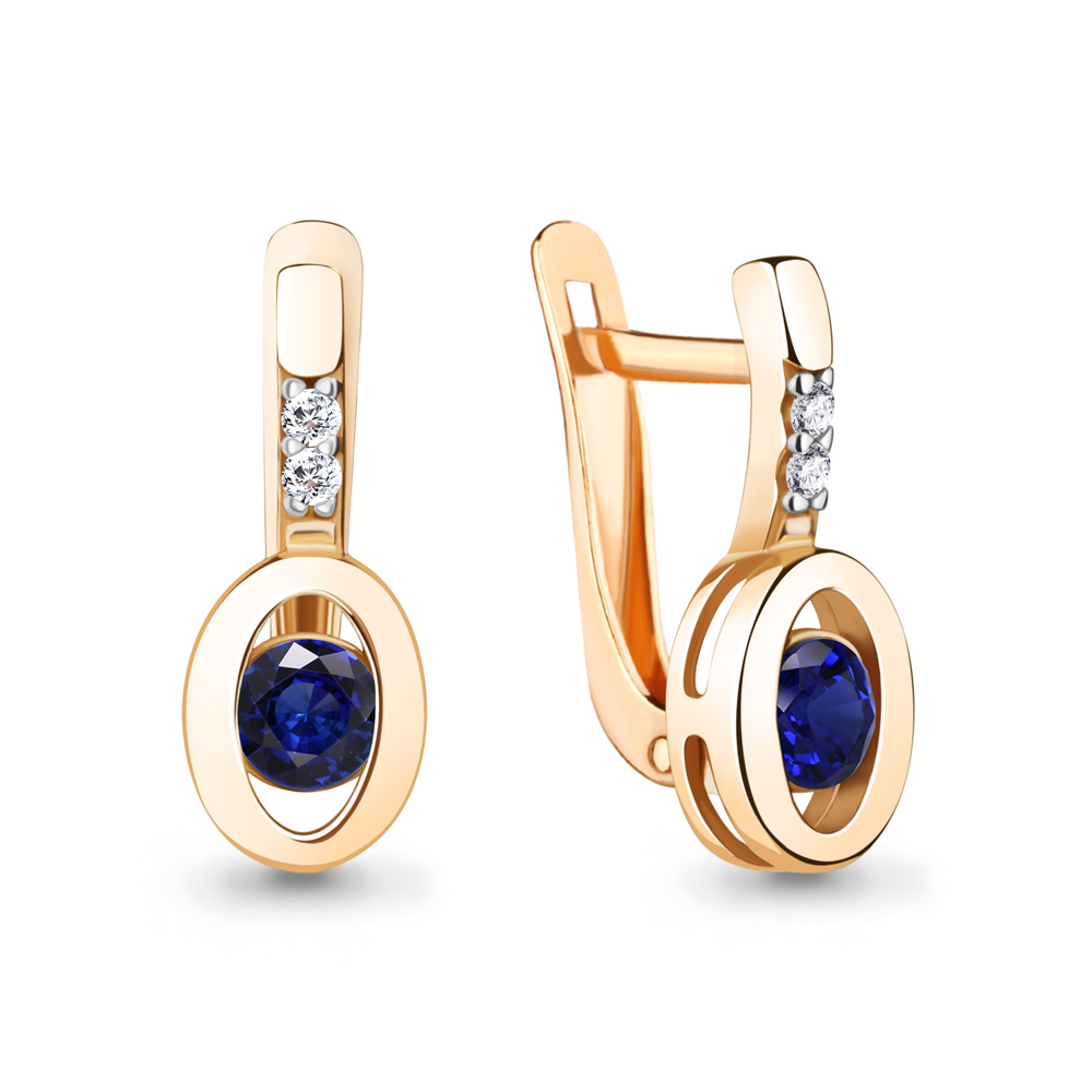 

Серьги из серебра с фианитом/сапфиром искусственным Aquamarine 49458АБ_925_з, 49458АБ_925_з