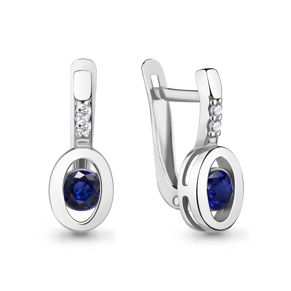 

Серьги из серебра с фианитом/сапфиром искусственным Aquamarine 49458АБ_925_р, 49458АБ_925_р