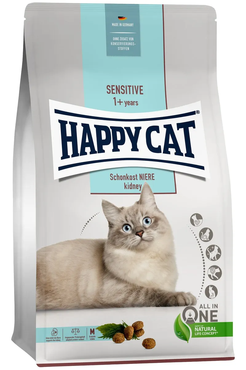 фото Сухой корм для кошек happy cat sensitive schonkost niere, домашняя птица, рыба, 4кг