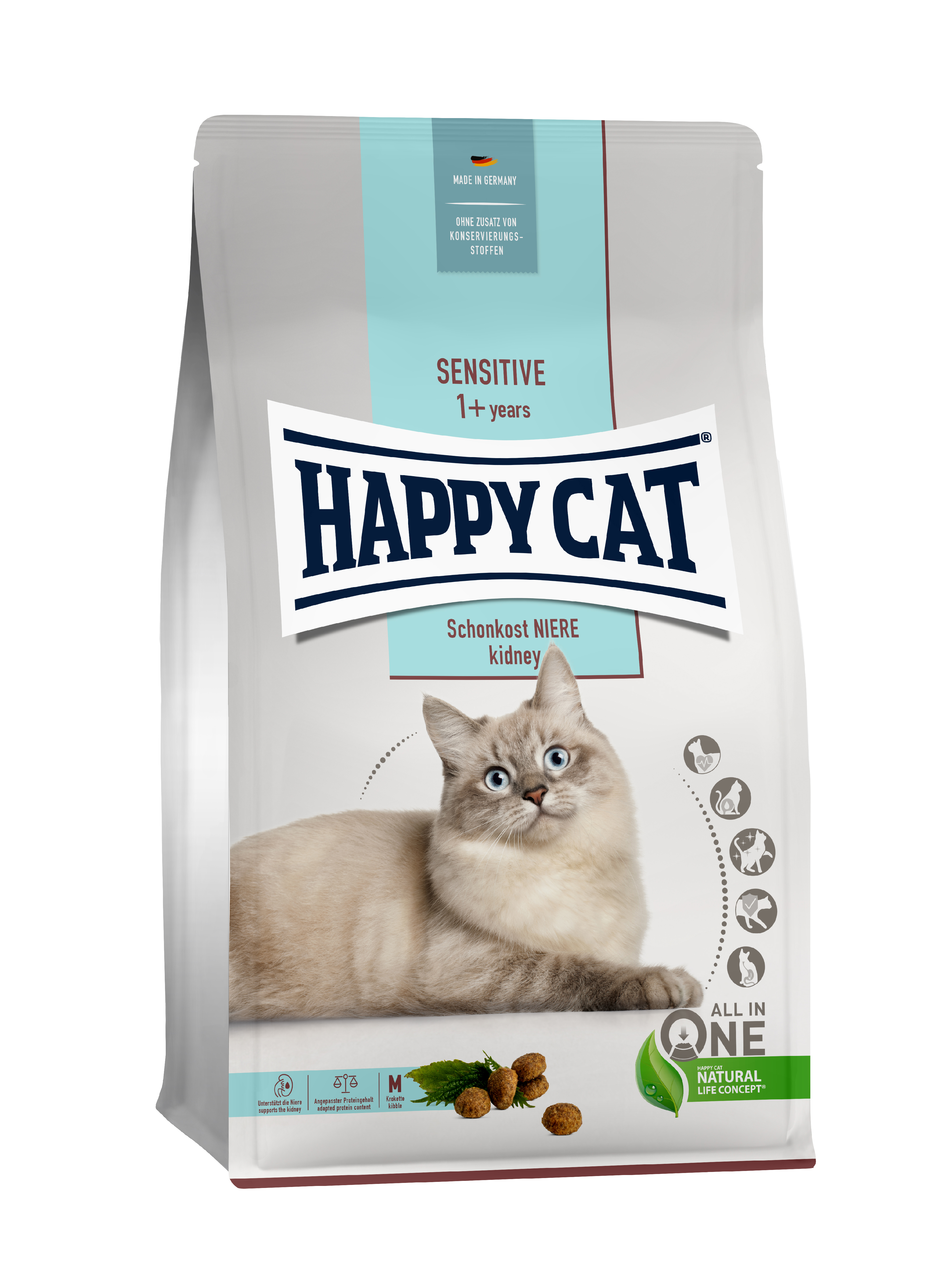 фото Сухой корм для кошек happy cat sensitive schonkost niere, домашняя птица, рыба, 4кг