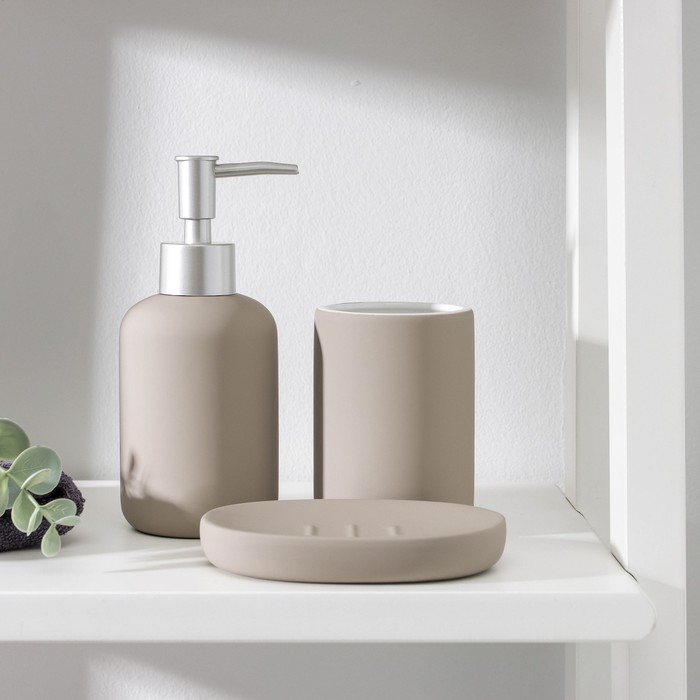 

Набор аксессуаров для ванной комнаты Доляна Бархат мыльница, дозатор для мыла, стакан