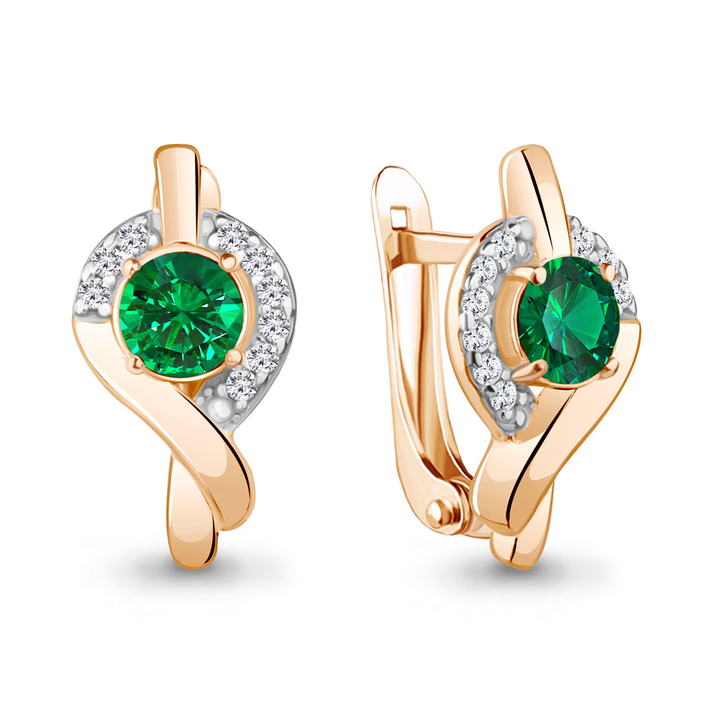 

Серьги из серебра с фианитом/изумрудом искусственным Aquamarine 49463АГ_925_з, 49463АГ_925_з