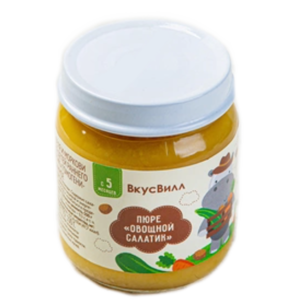 

Пюре ВкусВилл Овощной салатик с 5 месяцев 100 г, 1 шт., овощной салатик