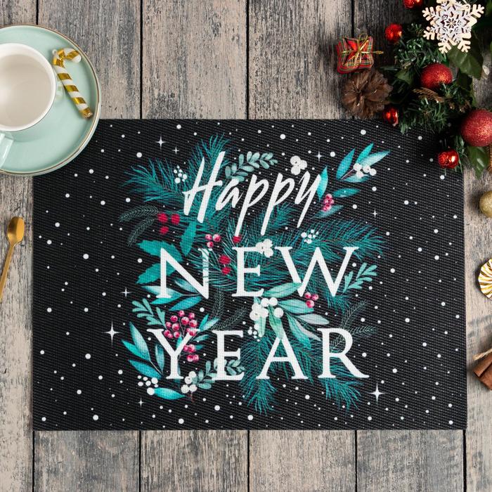 

Новогодняя салфетка на стол Happy New Year ПВХ, 40х29