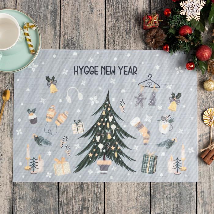 

Новогодняя салфетка на стол Hygge New Year ПВХ, 40х29, Серый
