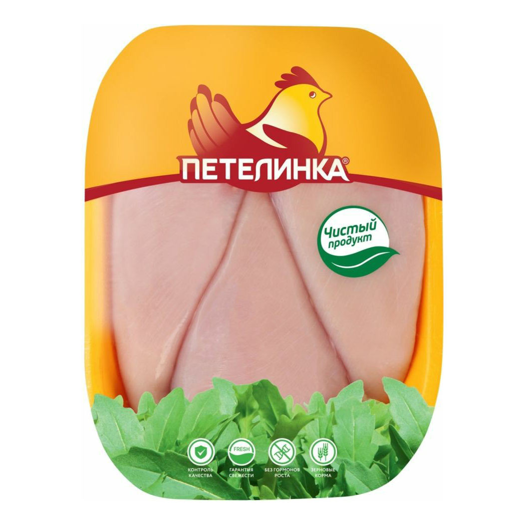 Филе грудки куриное без кожи Петелинка охлажденное +-750 г
