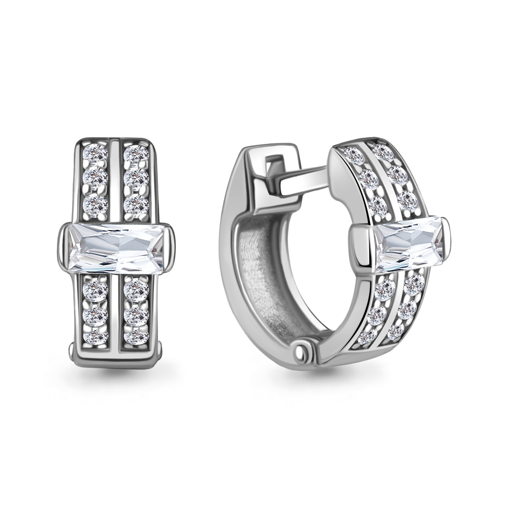 

Серьги конго из серебра с фианитом Aquamarine 49493А_925_р, 49493А_925_р