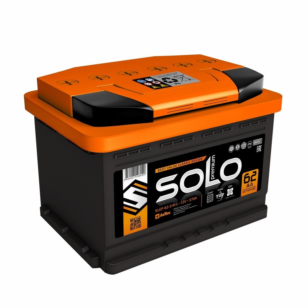 SOLO PREMIUM SLEP 62-3-L-N АКБ  62 А/ч п.п. Solo Premium ток 570 242 х 175 х 175 низкий