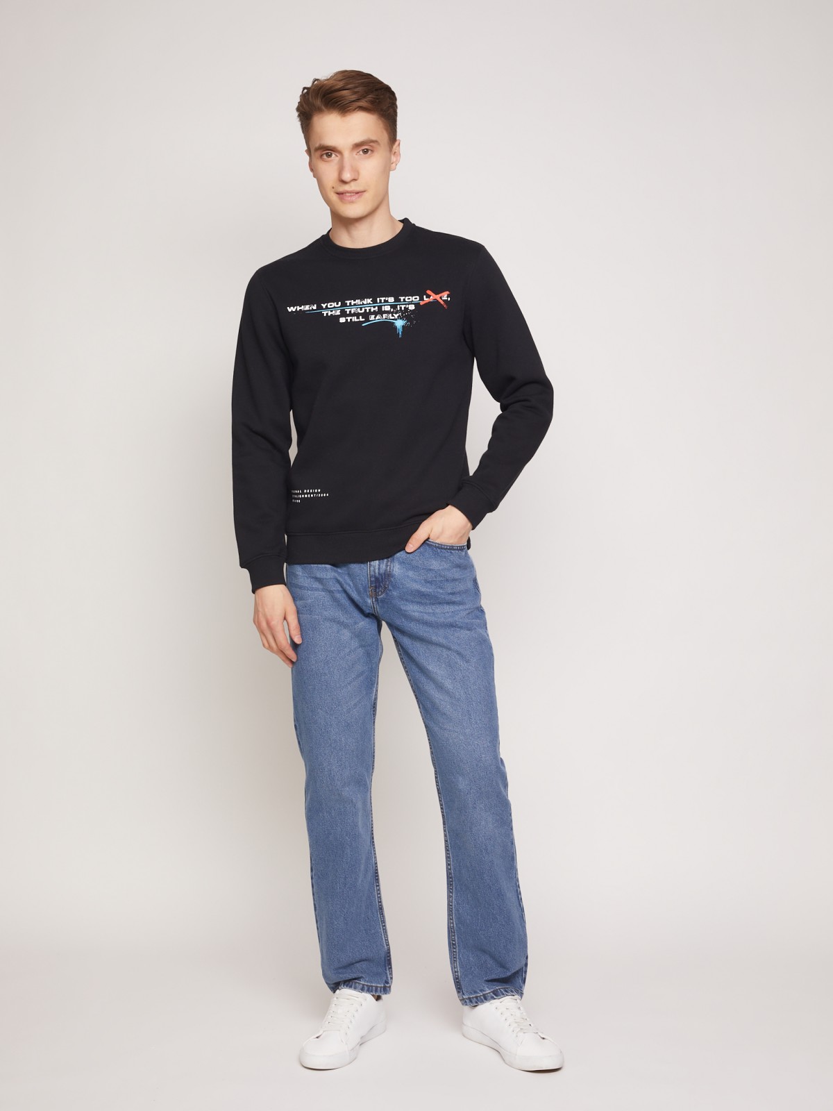 

Свитшот мужской Zolla 211334179011 черный L, 211334179011