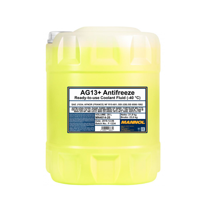 Антифриз MANNOL ANTIFREEZE ADVANCED AG13+ желтый 401420, 20л