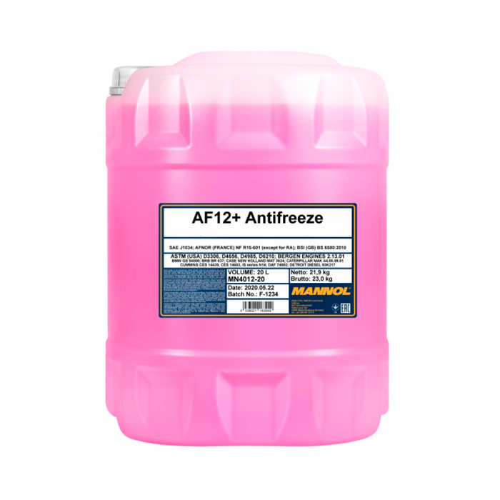 Антифриз MANNOL ANTIFREEZE AF12+ LONGLIFE концентрат, красный 2063, 20 л