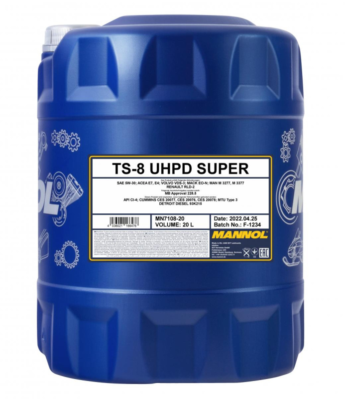 

Моторное масло синтетическое MANNOL TS-8 SUPER UHPD 7108 5W-30 20 л., TS-8 Super UHPD