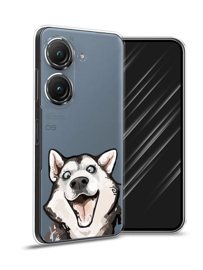 

Чехол Awog на Asus ZenFone 9 "Радостный хаски", Белый;голубой;черный, 44950-1