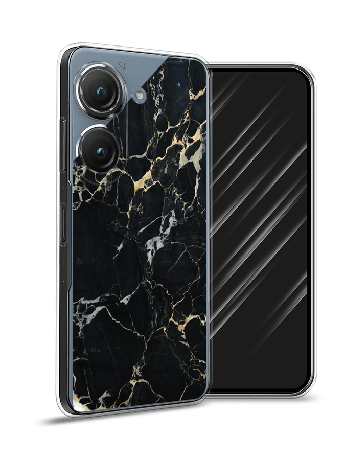 

Чехол Awog на Asus ZenFone 9 "Черный мрамор уголок", Черный;золотистый, 44950-3