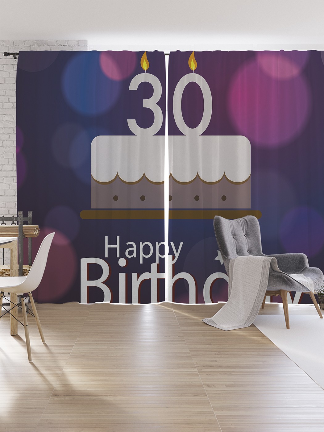 

Шторы под лён JoyArty "Ликование 30-летия", серия Oxford DeLux, 340х265 см, Ликование 30-летия