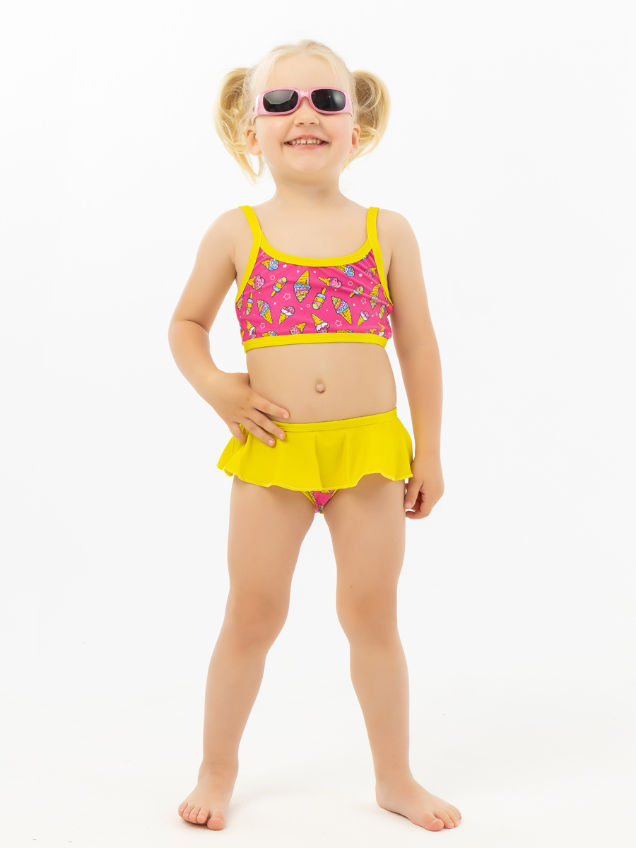 

Купальник раздельный детский для девочек КотМарКот 92422 розовый размер 128, Желтый;розовый, 92422