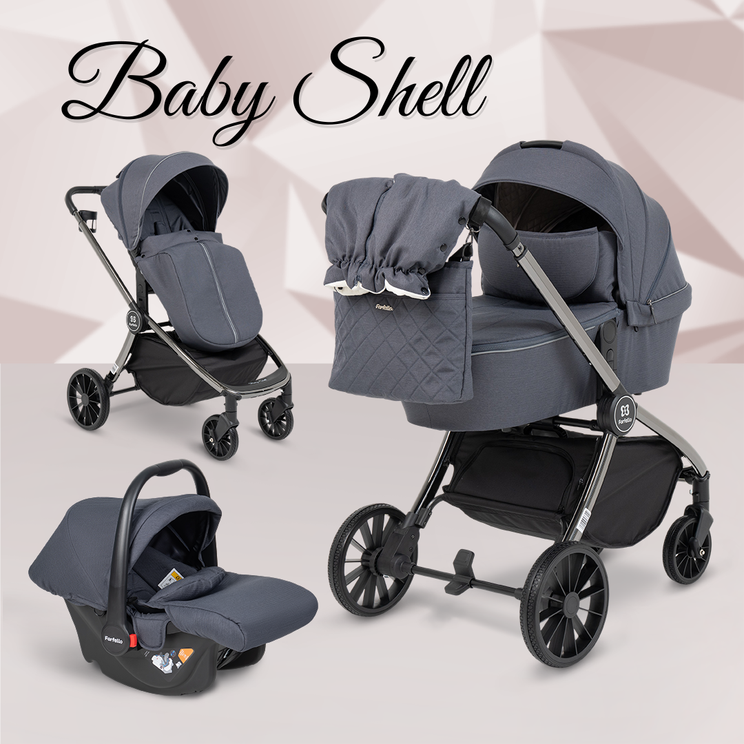 Коляска модульная 3 в 1 Farfello Baby Shell с рождения до 3 лет цвет серый BBS-009 коляска модульная 3 в 1 farfello baby shell с рождения до 3 лет темно серый bbs 004