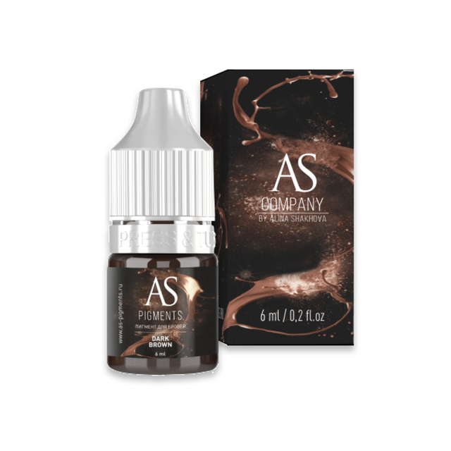 

Пигмент AS Company Dark brown Брюнет для татуажа бровей, AS pigments для бровей