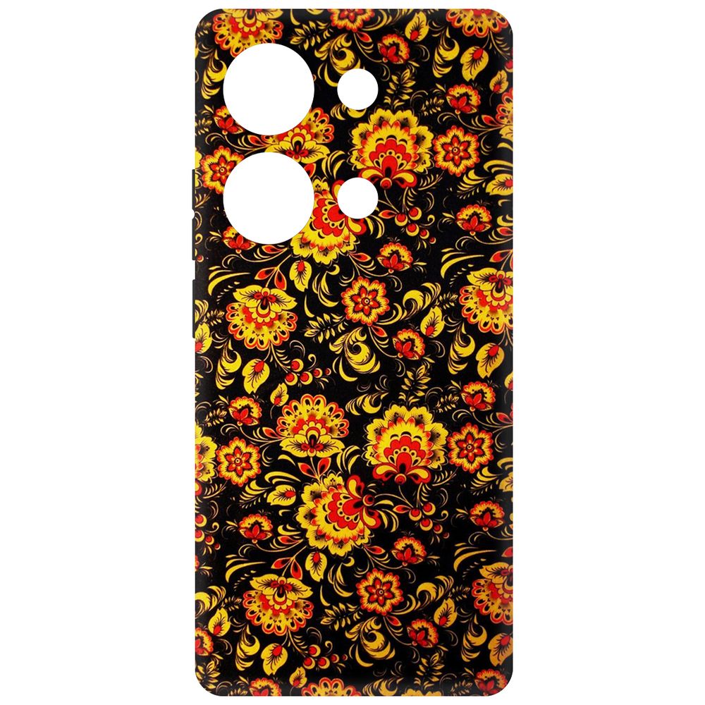 

Чехол-накладка Krutoff Soft Case Хохлома для Xiaomi Redmi Note 13 Pro 4G черный