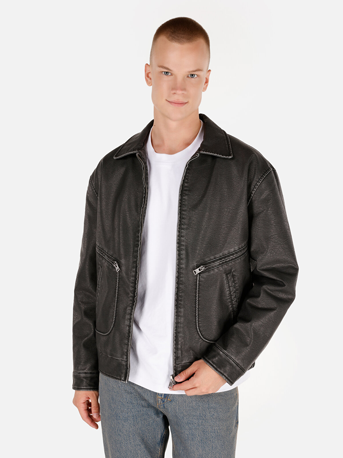 

Кожаная куртка мужская Colin's CL1069916 черная XL, Черный, CL1069916