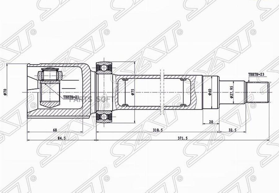 

SAT Шрус внутренний FR RH FORD FUSION 02-10/1.4 МКПП