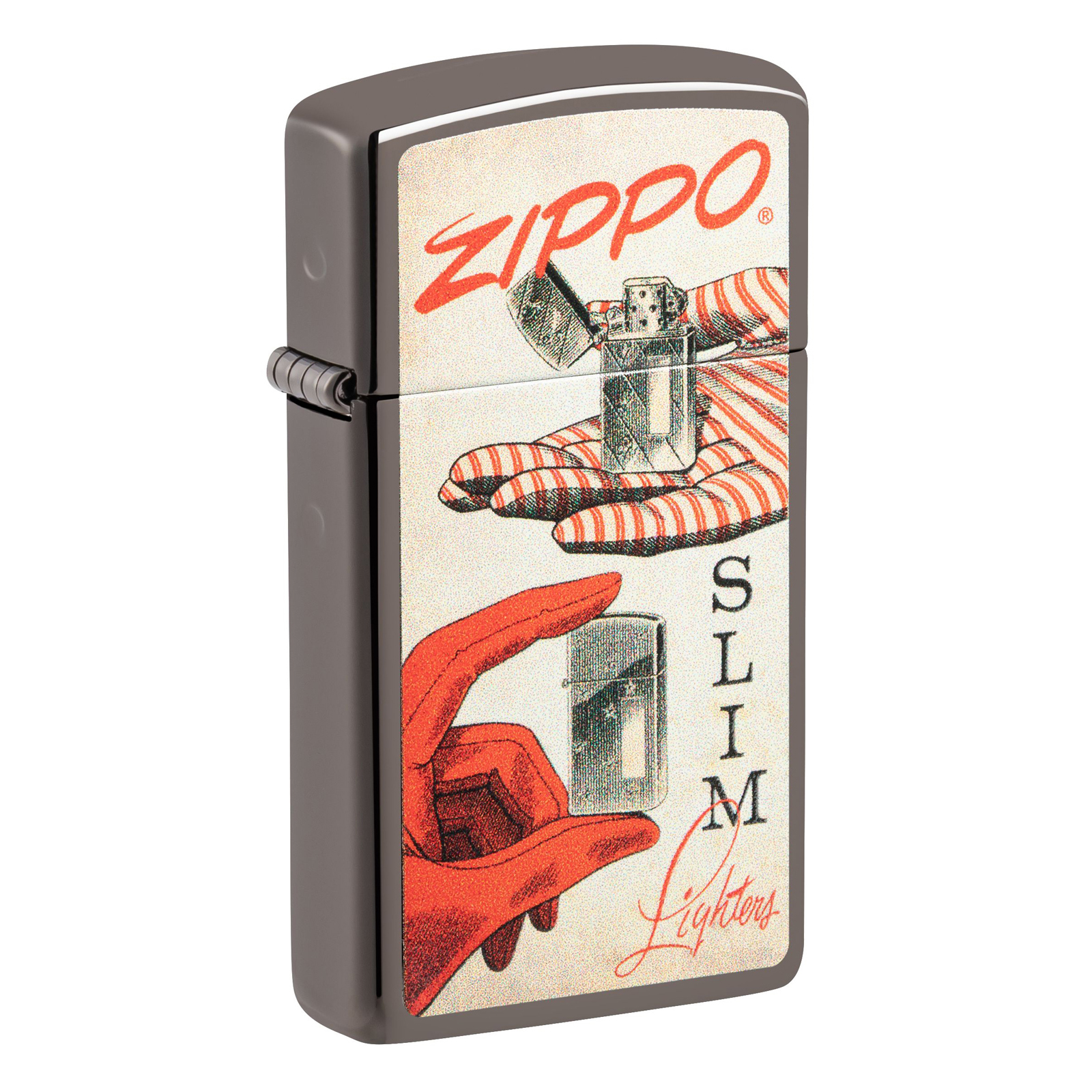 

Зажигалка бензиновая Zippo Slim с покрытием Black Ice, Черный