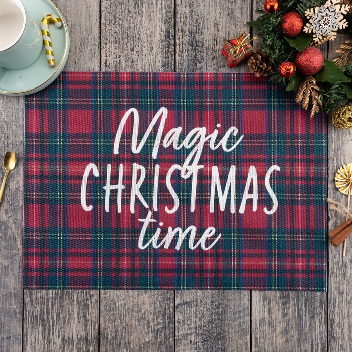 

Новогодняя салфетка на стол Magic Christmas, 40х29, Зеленый;красный