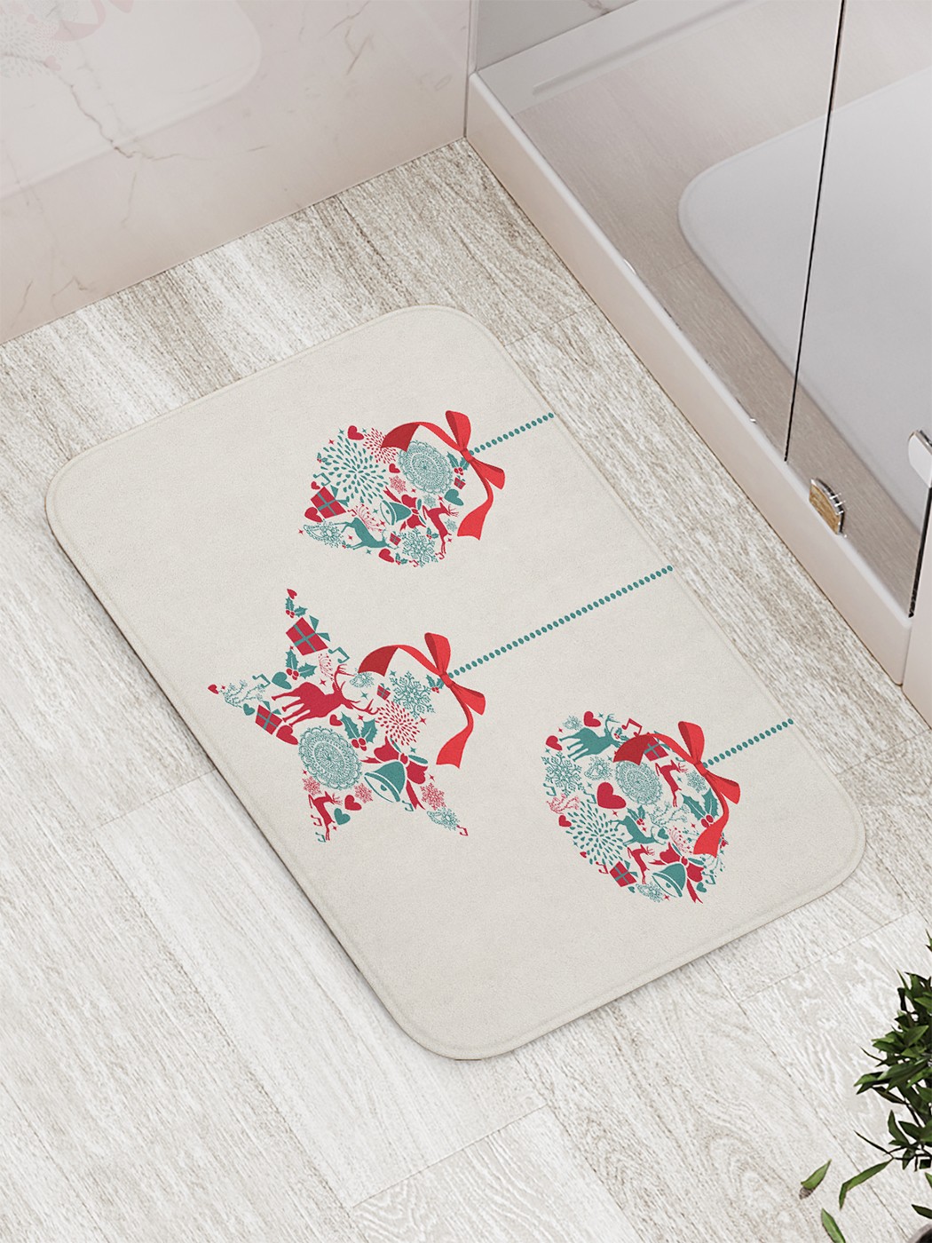 

Коврик противоскользящий JoyArty Рождественские игрушки для ванной 77х52 см