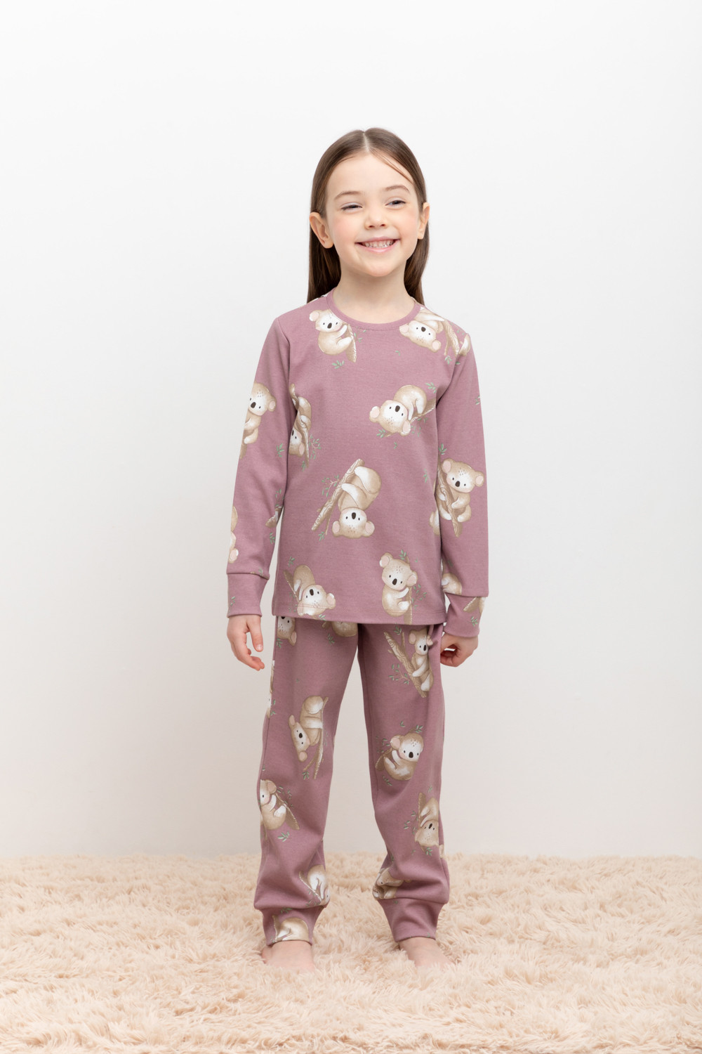 

Пижама детская CROCKID К 1044, морозная вишня, коалы, 104, Розовый, К 1044