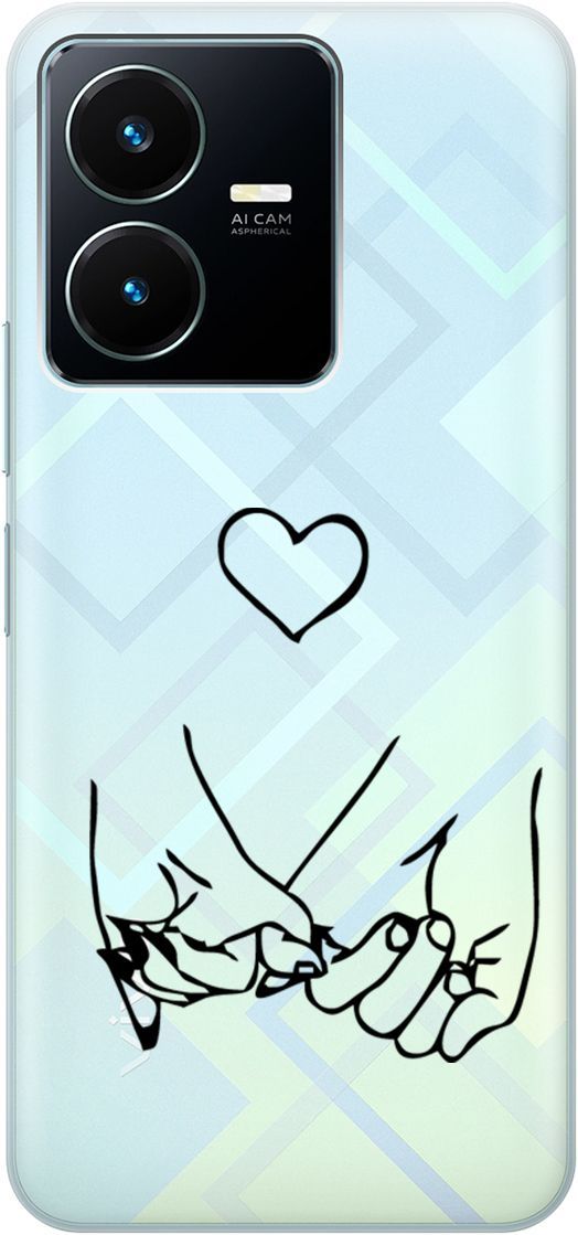 

Силиконовый чехол на Vivo Y22 с 3D принтом "Lovers Hands" прозрачный, Прозрачный;черный, 157800
