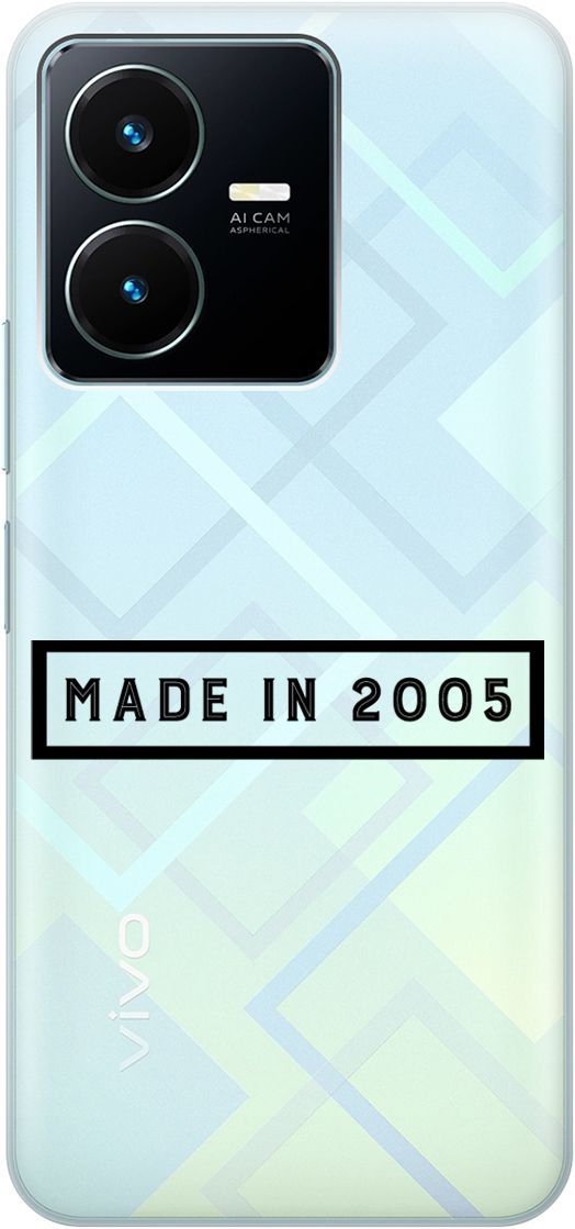 

Силиконовый чехол на Vivo Y22 с 3D принтом "2005" прозрачный, Прозрачный;черный, 157800