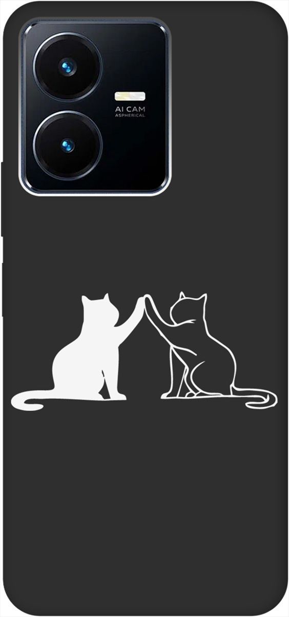 

Матовый Soft Touch силиконовый чехол на Vivo Y22 с 3D принтом "Cats W" черный, Черный;белый, 157803