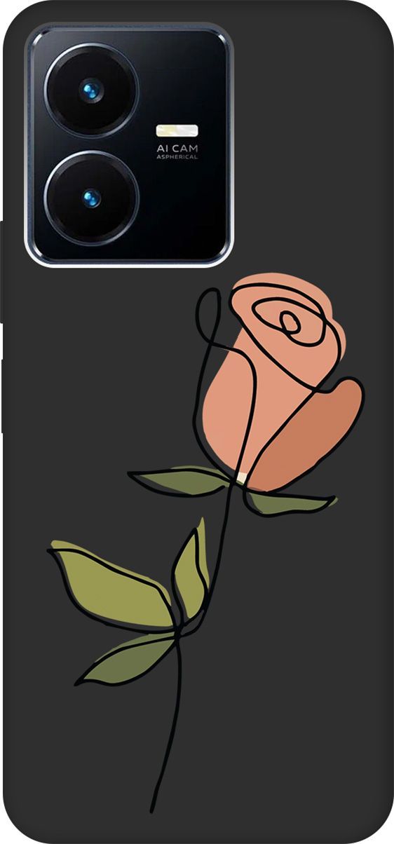 

Матовый Soft Touch силиконовый чехол на Vivo Y22 с 3D принтом "Rose" черный, Черный;зеленый, 157803