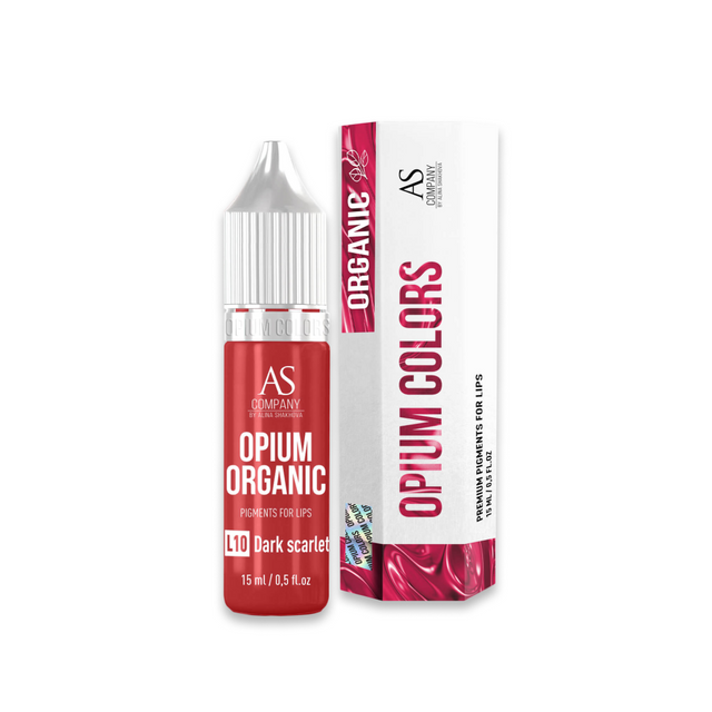 Купить Пигмент AS Company Opium Colors Organic L10 Dark Scarlet для татуажа губ, Opium Colors для губ, AS COMPANY BY ALINA SHAKHOVA