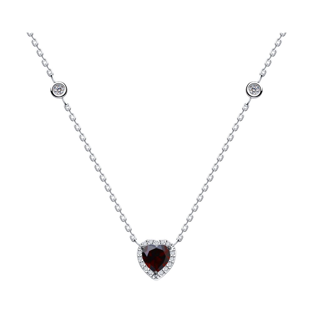 

Колье из серебра 50-55 см SOKOLOV 92070076, фианит/гранат, 92070076