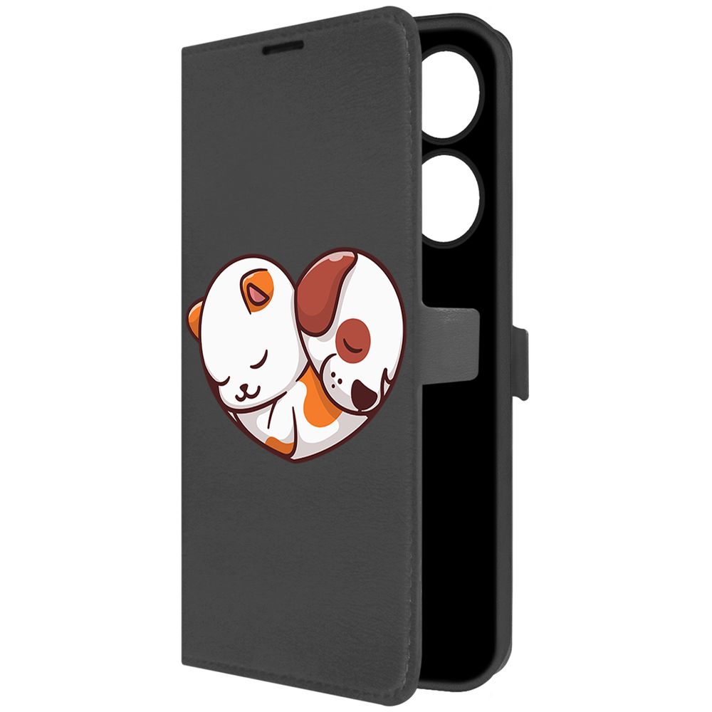 

Чехол-книжка Krutoff Eco Book для Xiaomi Redmi Note 13 Pro 4G Котёнок и Щенок (черный)