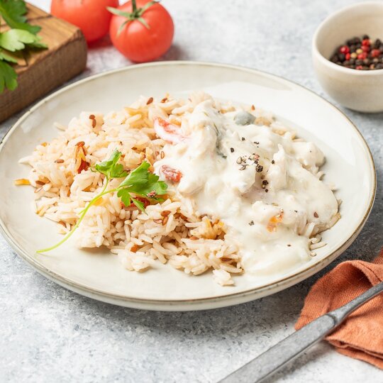 

Фрикасе куриное ВкусВилл с рисом охлажденное 250 г