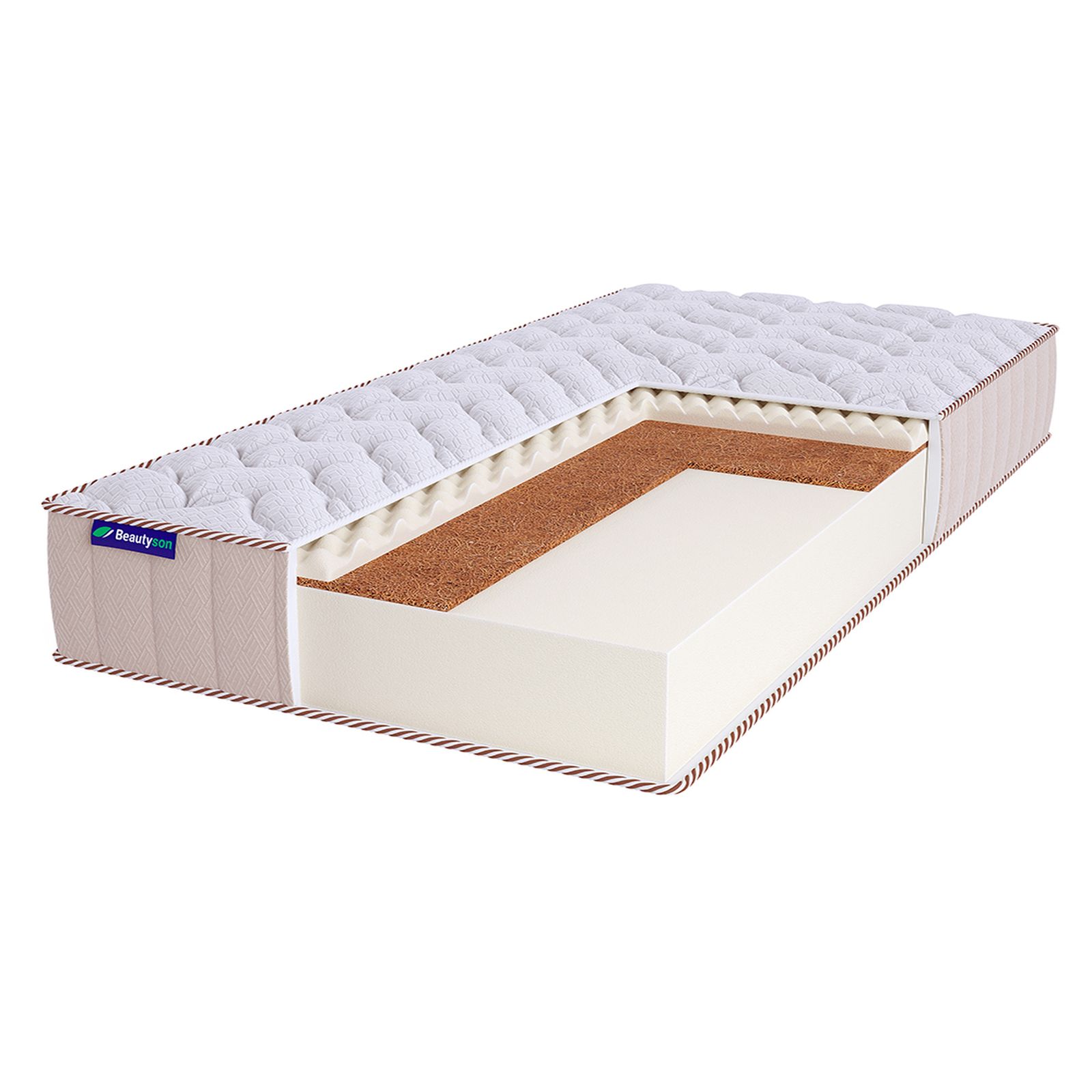 

Матрас BeautySon Roll Foam 14 Cocos Sens Lux бесклеевой 120x190x18, Белый, Roll Foam 14 Cocos Sens Lux