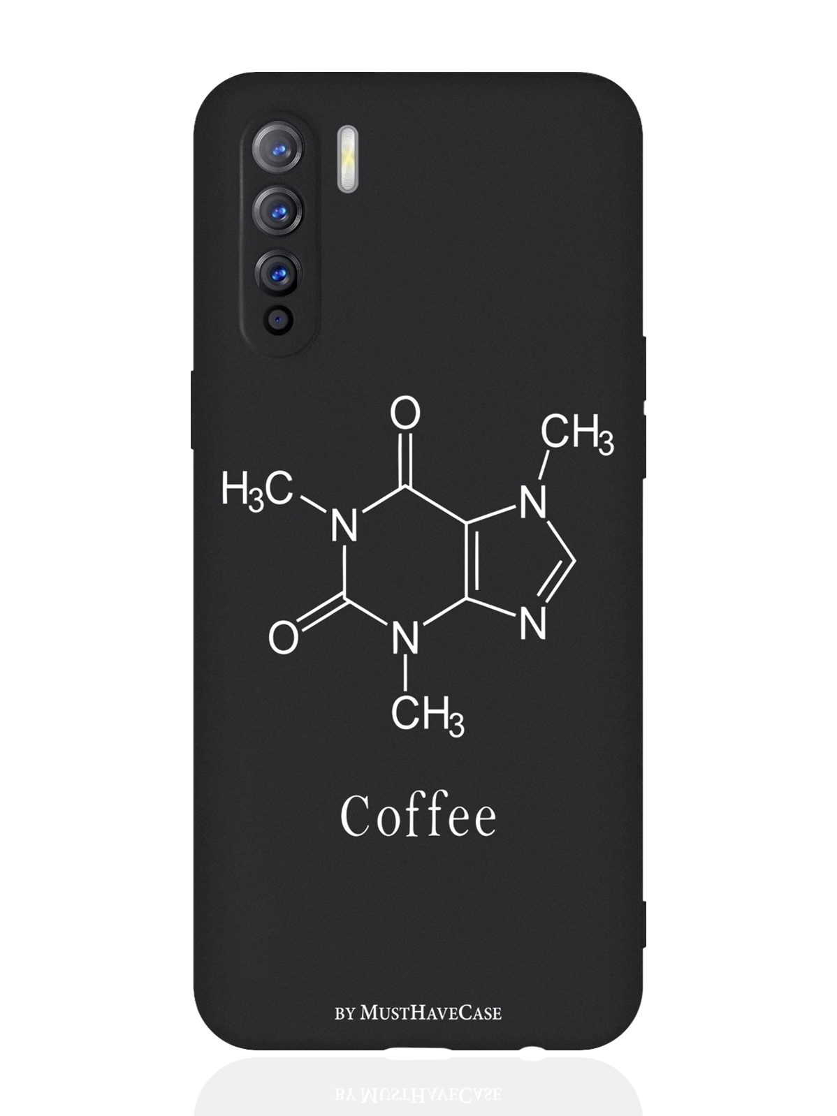 

Чехол для смартфона Oppo A91/ Oppo Reno3 черный силиконовый Молекула кофе, Черный;белый