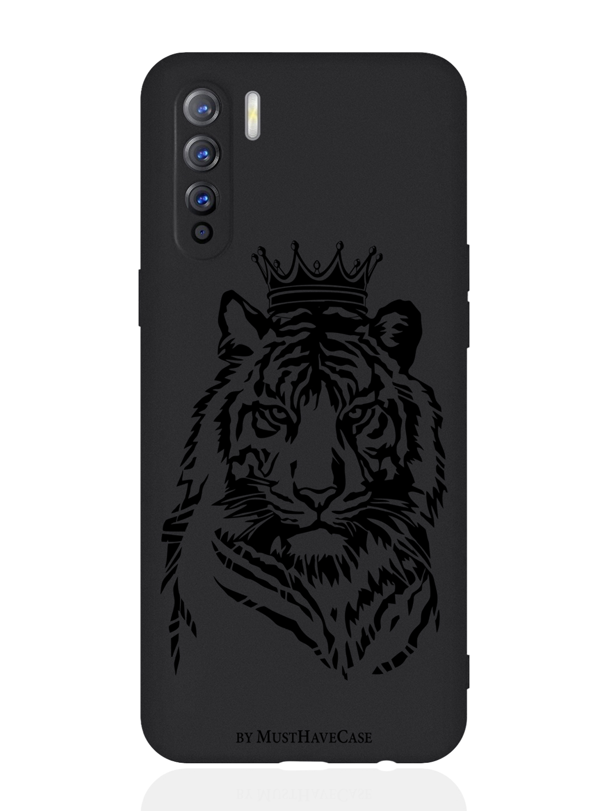 

Чехол для смартфона Oppo A91/ Oppo Reno3 черный силиконовый Тигр с Короной