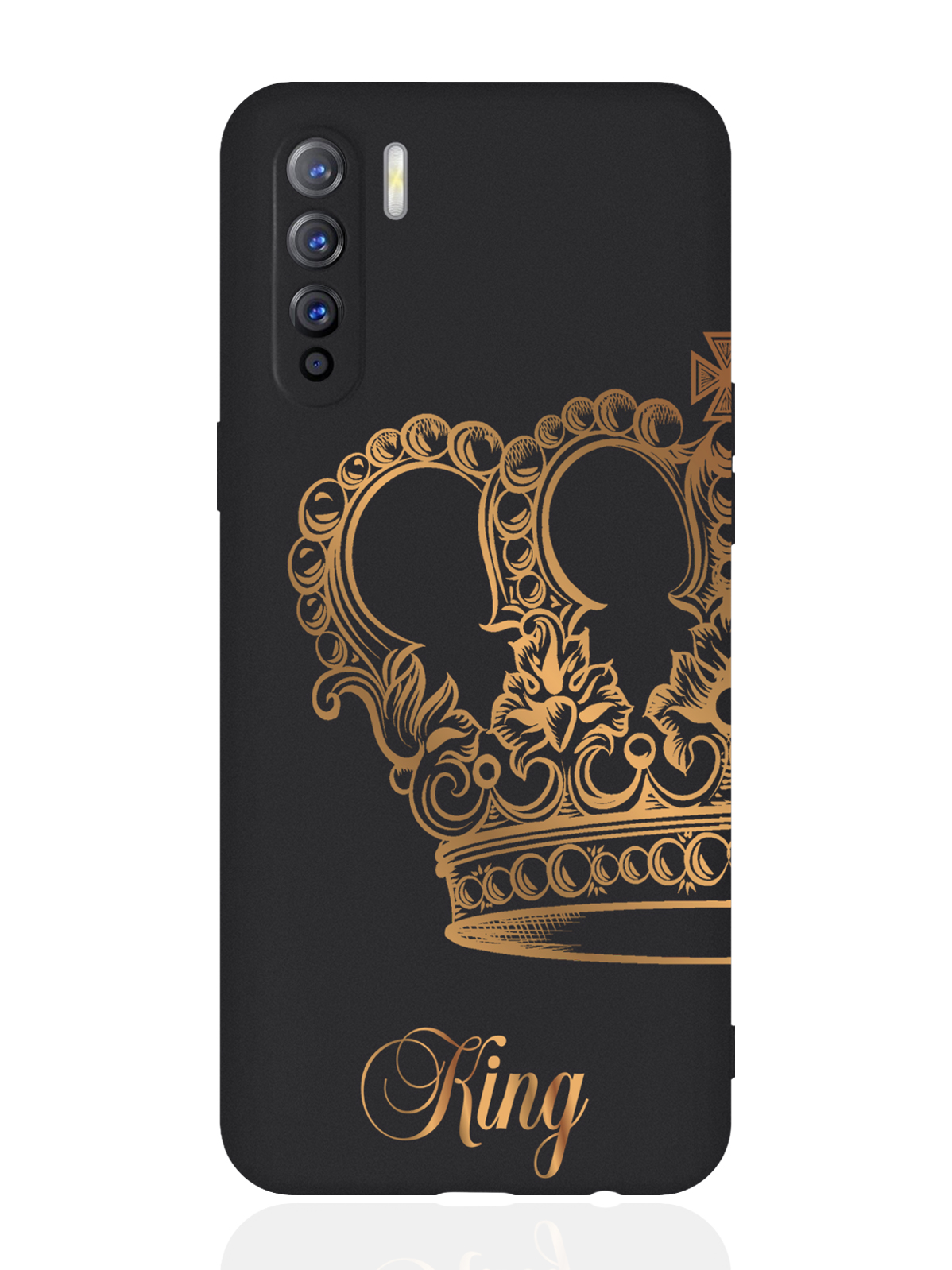 

Чехол для смартфона Oppo A91/ Oppo Reno3 черный силиконовый Парный чехол корона King