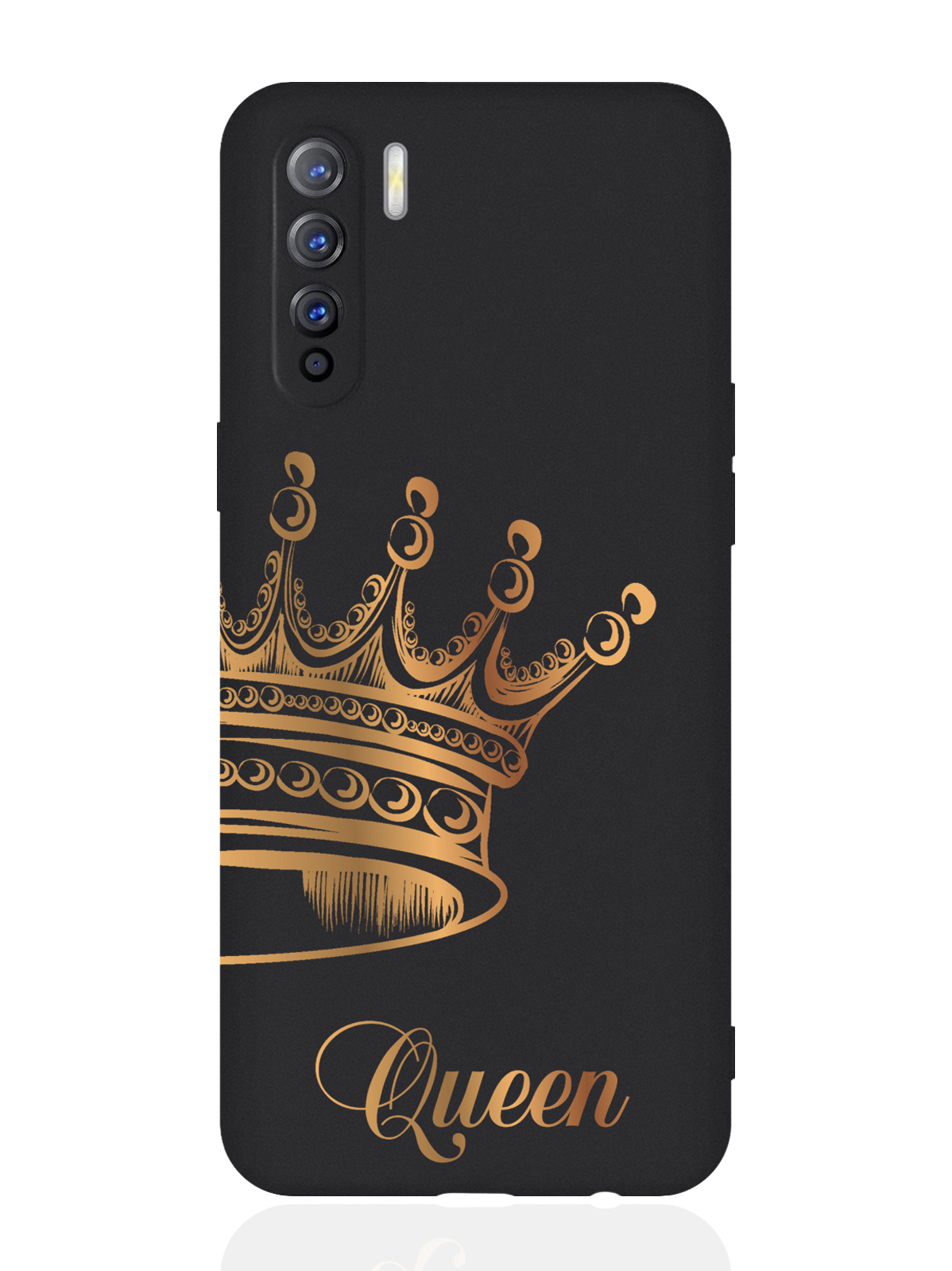 

Чехол для смартфона Oppo A91/ Oppo Reno3 черный силиконовый Парный чехол корона Queen